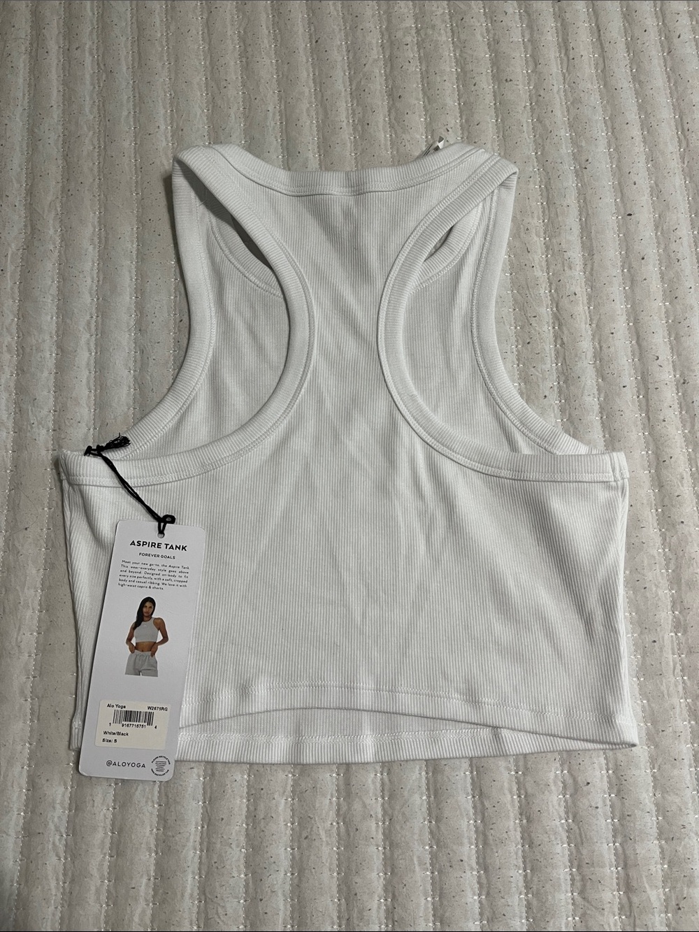 ALO Yoga White Ribbed Racerback Crop Tank - Picture 3 of 3